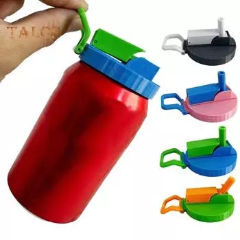 Крышки для банок с газировкой, 4 шт., с силиконовой трубочкой, без бисфенола А, многоразовые, с защитой от проливания, пылезащитные, стандартного размера, для энергетических напитков, пива, сока, для напитков D