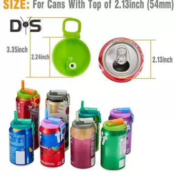 Крышки для банок с газировкой, переносные силиконовые трубочки, крышки для банок, многоразовые, не содержащие бисфенол-А, маркеры для банок с газировкой, крышки для стандартных банок с напитками, пивные, соковые, сельтерские, многоцелевые C