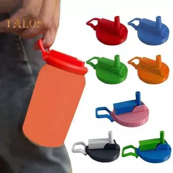 Крышки для банок с газировкой, соломинки без бисфенола А, крышки для банок с газировкой, пивом, соком, многоразовая крышка для банок с напитками, пивом, соком, сельтерской водой Green Orange серый/белый