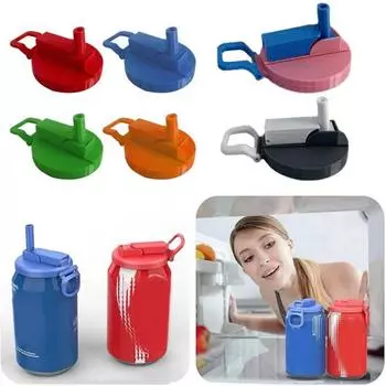 Крышки для банок с газировкой, соломинки без бисфенола А, крышки для банок с газировкой, пивом, соком, многоразовая крышка для банок с напитками, пивом, соком, сельтерской водой Green Orange