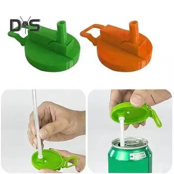 Крышки для банок с газировкой, соломинки без бисфенола А, крышки для банок с газировкой, пивом, соком, многоразовая крышка для банок с напитками, пивом, соком, сельтерской водой Green Orange белый/серый