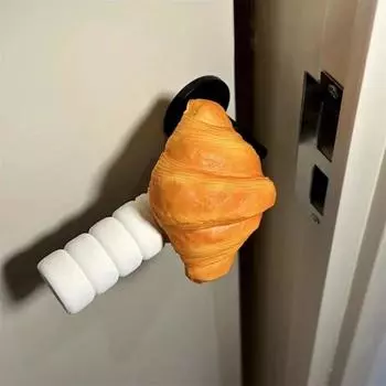 Крышки для дверных ручек с изображением круассана и яйца, крышка для правой дверной ручки, защита от ударов и статического электричества, симпатичная защита для дверных ручек