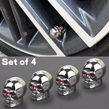 Крышки клапанов шин из 4 частей, универсальная крышка штока в форме черепа, устойчивый к ржавчине медный сердечник, устойчивый к коррозии чёрный