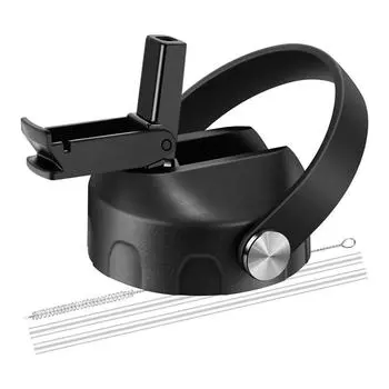 Крышки сменные пыленепроницаемые герметичные флип-топ с трубочкой для бутылок Hydroflask с широким горлом объемом 12/16/18/20/32/40/64 унции чёрный