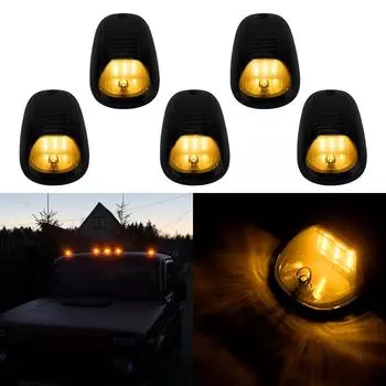 Крышные фонари Doom Lights Car Cab Крыша габаритные огни 9LED Черные дымчатые линзы лампы 5 шт Автомобильный свет для грузовика внедорожника DC 12V/24V жёлтый