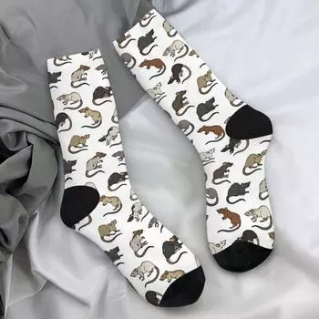 Крысы Мыши Животные Чулки Женские Мужские Цветные Носки Дышащие Готические Носки Осенние Альпинистские Нескользящие Индивидуальные Носки Подарок One Size