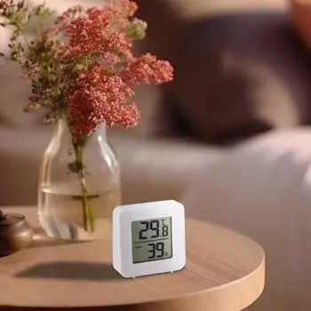 Крытый беспроводной термометр-гигрометр Высокоточный компактный размер Портативный легко читаемый монитор температуры с питанием от батареи белый