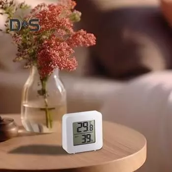 Крытый беспроводной термометр-гигрометр Высокоточный компактный размер Портативный легко читаемый монитор температуры с питанием от батареи белый