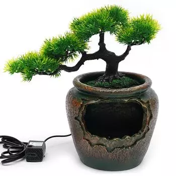 Крытый фонтан с камнем, водопад, смола, фэн-шуй, светодиодный водный звук, настольный декор для гостиной, спальни, офиса, кофейни United States армия зеленый