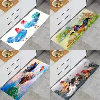 Крытый напольный коврик для спальни и ванной комнаты, коврик для входа, дверной коврик, подсолнух и петух, кухонный коврик, противоскользящий коврик 50x80cm