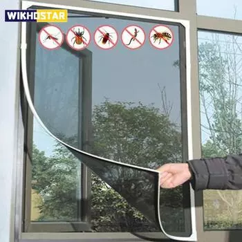 Крытый насекомое, муха, москитная сетка на окно, занавеска, москитная сетка, противомоскитная сетка для двери, защитная сетка для кухонного окна 1.3x1.5m чёрный