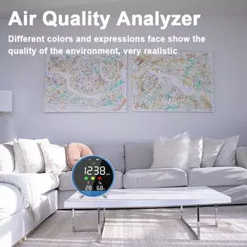 Крытый портативный детектор CO2, многофункциональный термогигрометр, домашний цифровой детектор воздуха, интеллектуальный разноцветный