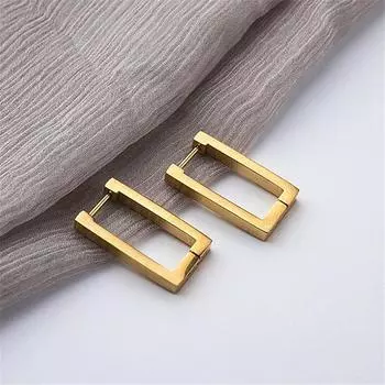 Kshmir Stainless Steel Geometric Earrings Rectangular metal Hoop earrings for Women 2024 New trendy jewelry Gift