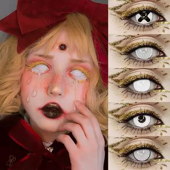 MillCreek 2 шт. Косплей Контактные линзы для глаз Белые Косплей Хэллоуин Шоу Косметика Макияж Аниме Ежегодная Красота Цветные Контактные линзы слоновая кость