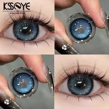 MillCreek 2 шт./пара цветных контактных линз с градацией (0~-8.00) Синие и зеленые контактные линзы 14,2 мм, косметика для ежегодного использования для глаз 0 синий