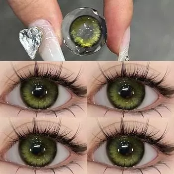 Цветные контактные линзы MillCreek Night Magics Series Green and Blue Eyes 14.2 мм, мягкие линзы для ежегодного использования 0.00 синий