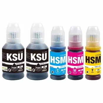 KSU PGBK x 2 HSM комплект совместимых с Bumba чернильных бутылок для EPSON год продукта KSU HSM M660FT (пигмент) + (С/М/Г) 5 частей (обувь/ножницы) [1 гарантия]