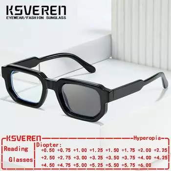 KSVEREN Классическая квадратная оправа фотохромные очки для чтения мужские и женские очки по рецепту солнцезащитные очки для пресбиопии на открытом воздухе новые Photochromic 0 красный