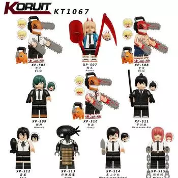 Kt1067 Chainsaw Man Building Block Doll Small Piece Splicing Doll Toy Bag About 4.5cm high