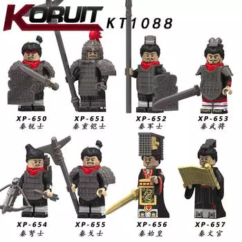 Kt1088 Qin Shi Huang Civilian General Soldier Mosaic Building Block Minifigure Toy Xp650-657 The height of the figurine is about 4.5cm