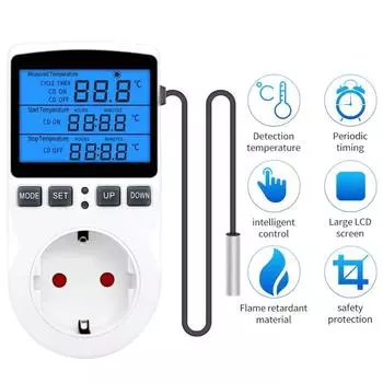 KT3100 регулятор температуры розетка цифровой термостат 120/220 В таймер розетка розетка отопление охлаждение переключатель с датчиком зонд EU Plug