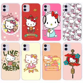 KT62 милый чехол Hello Kitty для Samsung A04 A14 A23 A34 A54 M23 M33 M52 M53 Realme 10 9 C30S C35 C55 VIVO Y02S Y21 Y33S Y51 X80 Pro прозрачный чехол Realme 10 Pro+ олений