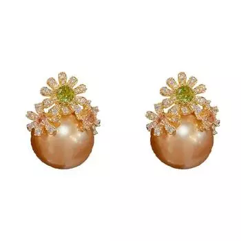 Ktlt/Light Luxury Niche Design Ear Studs Women 2025 New Popular High-Grade Earrings Elegant All-Match Earrings Champagne-Silver Needle