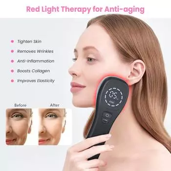 KTS терапия красным светом для ухода за кожей женщин с прыщами на лице и против старения чёрный