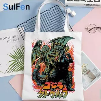 Ктулху сумка для покупок покупатель bolsas de tela покупатель сумка для вторичной переработки сумка тканевая сетка на заказ 24*26cm