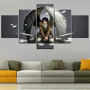 Куадрос аниме «Атака Титанов» постер настенный художественный декор картина холст наклейка HD печатные картины для гостиной Леви Акерман 20x35cm*2 20x45cm*2 20x55cm*1