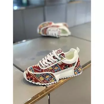 Kuaishou же летняя повседневная мягкая подошва со шнуровкой тканевая обувь luck dad персонализированная удобная спортивная мужская обувь 39 красный