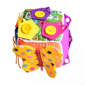 Куб для развития основных жизненных навыков, обучающая доска, игрушки Монтессори, мягкие блоки 17x17x17 см, занят