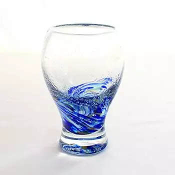 Кубагасая Рюкю Стекло Рюкю Пивной бокал Пивной бокал Пивная кружка с флюоритом Окинава Сувенирный пивной бокал Синий светящийся LOVE&STAR