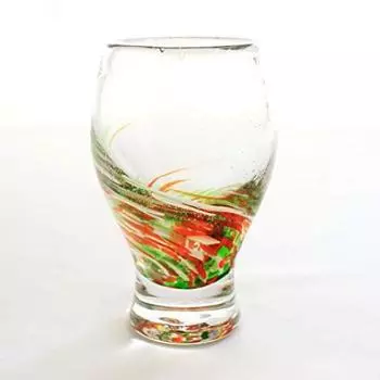 Кубагасая Рюкю Стекло Рюкю Пивной бокал Пивной бокал Пивная кружка с флюоритом Окинавский сувенирный пивной бокал Оранжевый светящийся LOVE&STAR
