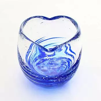 Кубагасая Рюкю Стекло Рюкю Стакан для холодного чая с флюоритом Окинава Сувенир Сердце Стекло Лагуна Синее Синее Люминесцентное Светящееся LOVE&STAR