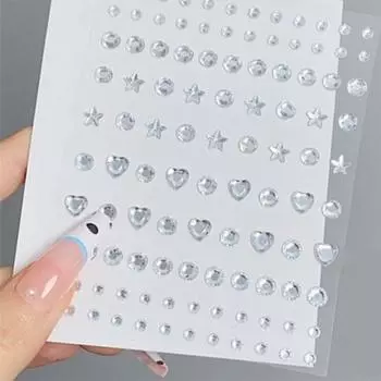 Кубическая наклейка для макияжа, наклейка для лица, серебро 96 пробы, сердце, 1 шт.