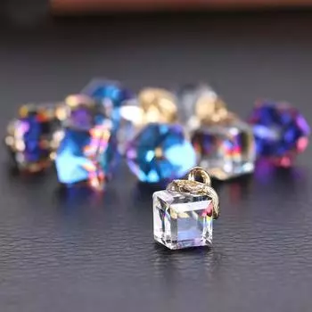 Кубические стеклянные бусины квадратной формы с отверстием 2 мм, хрустальные бусины для изготовления ювелирных изделий, вышивка бисером, сделай сам, 10 шт. gold