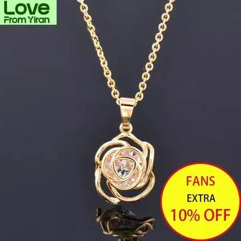 Кубический цирконий внутри полого цветка розы кулон ожерелье колье звено цепи для женщин ювелирные изделия тренд Zd1 Lk2