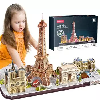 Кубический веер 3D головоломка поделка без клея и инструментов Paris L525h комплект, требуется, (со светодиодом)