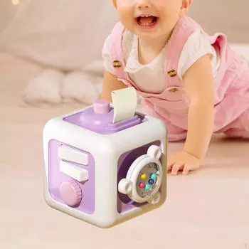 Кубик для занятий с детьми, развивающая игрушка для путешествий, сенсорная Монтессори для мальчиков фиолетовый