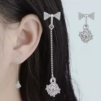 Кубик Рубика Длинный бант Цирконий Кисточка Искрящийся Темперамент Простые женские серьги Аксессуары для вечеринок Модные украшения