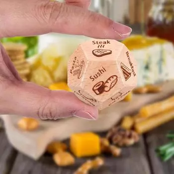 Кубики для принятия решений с едой, идеи для свидания, игры, 12-сторонние множественные варианты с гравировкой, деревянные подарки на День Святого Валентина, подарки на день рождения, подарки для пар, парня, подруги 1pc