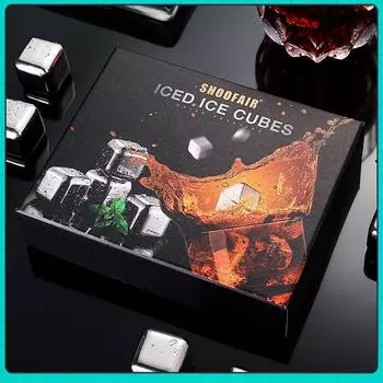 Кубики льда из нержавеющей стали 304, многоразовые, 6 охлаждающих камней, зажим для быстрозамороженного пива, охладителя Champanera Whiskey Rock Party Bar Tool