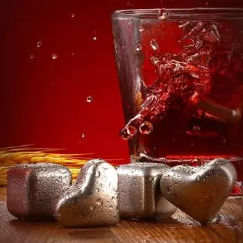 Кубики льда из нержавеющей стали в форме сердца, квадратная форма, напиток, камень, виски, пиво, охладитель