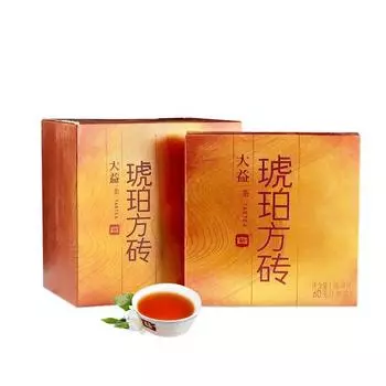 Кубики янтаря * 2014 Юньнань Мэнхай Дайи Спелый пуэр Пуэр Чайный кирпичик 60 г * 4 коробки