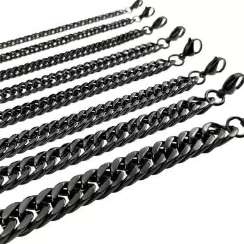 Кубинский браслет из нержавеющей стали черного цвета для мужчин, женщин, подарочные ювелирные изделия 3.5mm-18cm