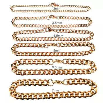 Кубинский браслет из нержавеющей стали цвета розового золота для мужчин и женщин, подарочные ювелирные изделия 3mm-18cm