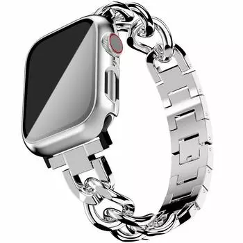 Кубинский ремешок для часов Apple, ремешок 41 мм, 40 мм, 38 мм, 45 мм, 44 мм, 42 мм, металлический браслет из нержавеющей стали, серия iWatch 7, 6, 5, 4, 3 se