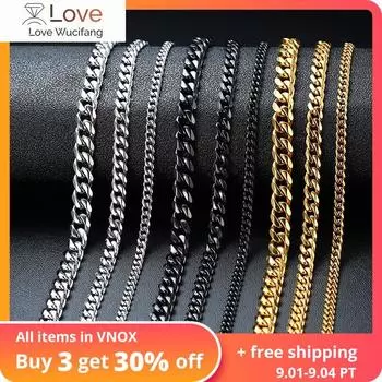 Кубинское ожерелье-цепочка для мужчин и женщин, базовые чокеры из нержавеющей стали с панцирными звеньями в стиле панк, винтажный однотонный металлический воротник золотого тона 50cm