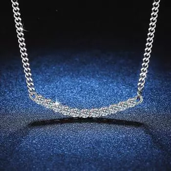 Кубинское ожерелье из настоящего моссанита, стерлинговое серебро, белое золото 18 карат, цвет D, 2,2 карата, бриллиантовое ожерелье, драгоценный камень, свадебные украшения 2.2 carat